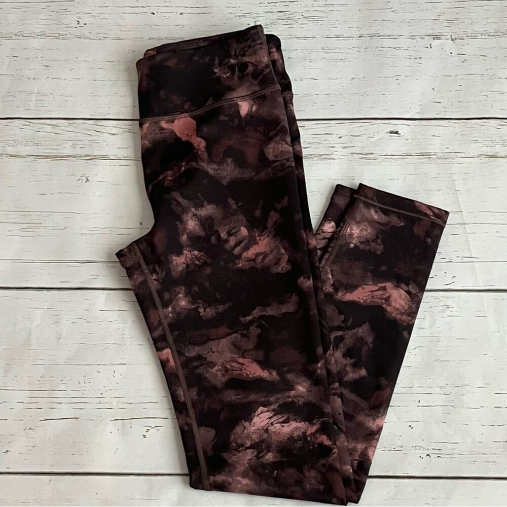 Athleta Girls Printed Chit Chat Tight Size XXL/16 Brown Leggings High Rise - Picture 3 of 5